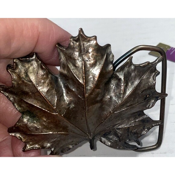 Vintage Bergamot Brass Works Maple Leaf Solid Bronze Belt Buckle 1974 Nature - Picture 7 of 7